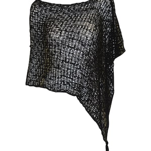 Womens Crochet Poncho Asymmetrical Boho Tassel Shawl Pullover Cover up Free Size 8-20