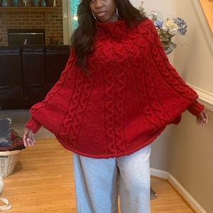 Poncho with Cables and Cuffs