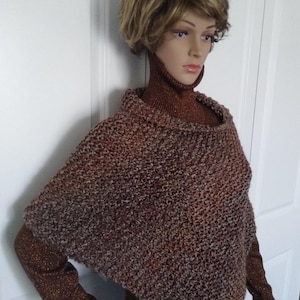 Brown Knit Poncho "Apache" / Hand Knitted / Cape / Serape / Handmade / Ready to ship / On Sale