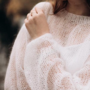 Handmade Mohair Knit Sweater: Fuzzy Lightweight Pullover