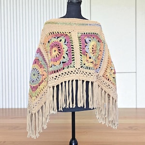 Boho Chic Crochet Poncho: Oversized Shawl for Stylish Women