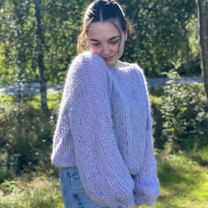 Fluffy Mohair Knit Sweater, Oversized Airy Jumper, Loose Knit Women Top, Gift for Women